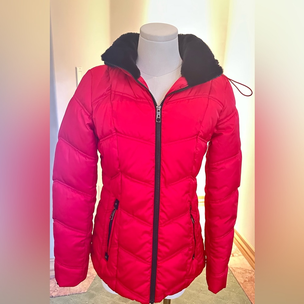 Nautica Women's Vibrant Red Puffer Jacket